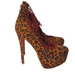 Ami high heels red bottom platform animal print sexy stilletos dress shoes 8.5